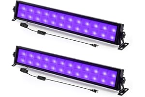 FAISHILAN 2 Pack 48W LED Black Light Bar, Blacklight Flood Light with Plug+Switch+5ft Cord, Light Up 30x30ft, for Halloween Glow Fluorescent Party Bedroom Game Room Body Paint Stage Lighting