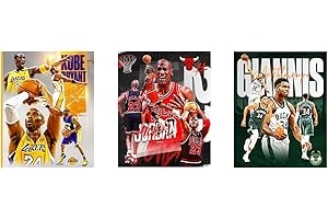 SNEAKPEEK ARTS NBA Wall Art Decor Kobe Bryant Michael Jordan Giannis Antetokounmpo Canvas Posters Print Set of Three Unframed 12 inches x 16 inches (30cm x 40cm)