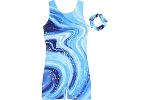 JESKIDS Leotards for Girls Gymnastics with Shorts Dance Biketards Tumbling Matching Hair Scrunchie 3~15 Years