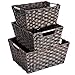 MaidMAX Nesting Rattan Storage Baskets with Dual Metal Handles, Assorted Sizes, Set of 3