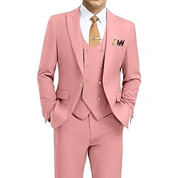 Aowdoy Men's Suits 3 Piece Slim Fit Tuxedo Suit One