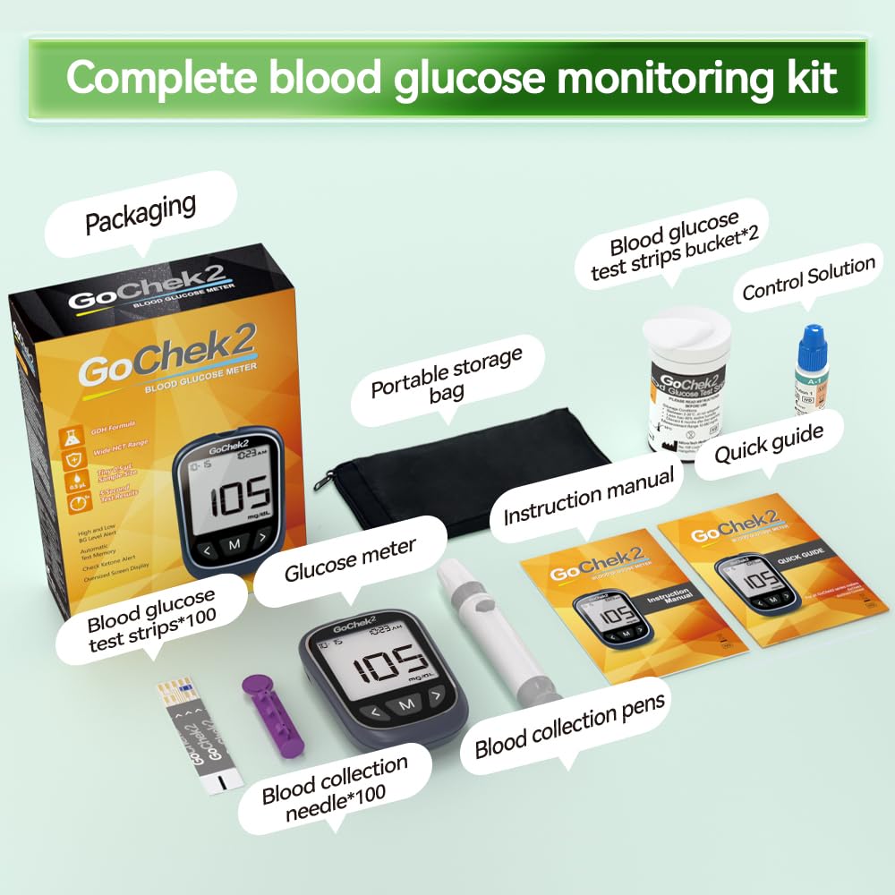 MicroTech Blood Glucose Monitor Kit 100 Strips & Lancets, No Coding, 500 Storage, Wider HCT for Family