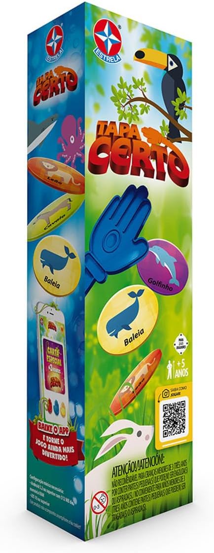 Estrela, Jogo Tapa Certo | Para 5 Anos ou Mais, Inclui Mãozinhas, Cartas Redondas, Tema de Animais, Jogo em Família