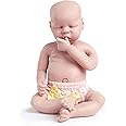 Vollence 18 inch Sleeping Full Silicone Baby Dolls That Look Real, Non Vinyl Dolls, Bald Mouth Open Real Silicone Dolls Asleep Full Silicone Baby - Girl