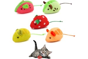 Andiker 5 Pcs Cat Mouse Toys, Soft Cat Plush Toy with Fruit Pattern Interactive Cat Toys for Indoor Cats and Kittens to Bite 