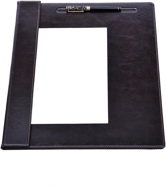 Coordicoorpa Writing Pad Ultra-Smooth High-grade PU Leather Writing Collection Desk Mat for Tablet/Laptops or Office HomeA3/ A4 File Paper Clip Drawing Board with Pen Slot (Coffee)