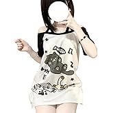 Y2k Kawaii Shirts for Women Cartoon Graphic Tees Off Shoulder Cutecore Shirts Harajuku Fashion Gothic Tops