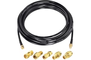 Superbat SMA Male to SMA Female Coaxial Coax Cable 25ft + 5pcs RF Coax Adapter KIT for Router/Antenna/Signal Enhancer/Wireless Adapter etc.
