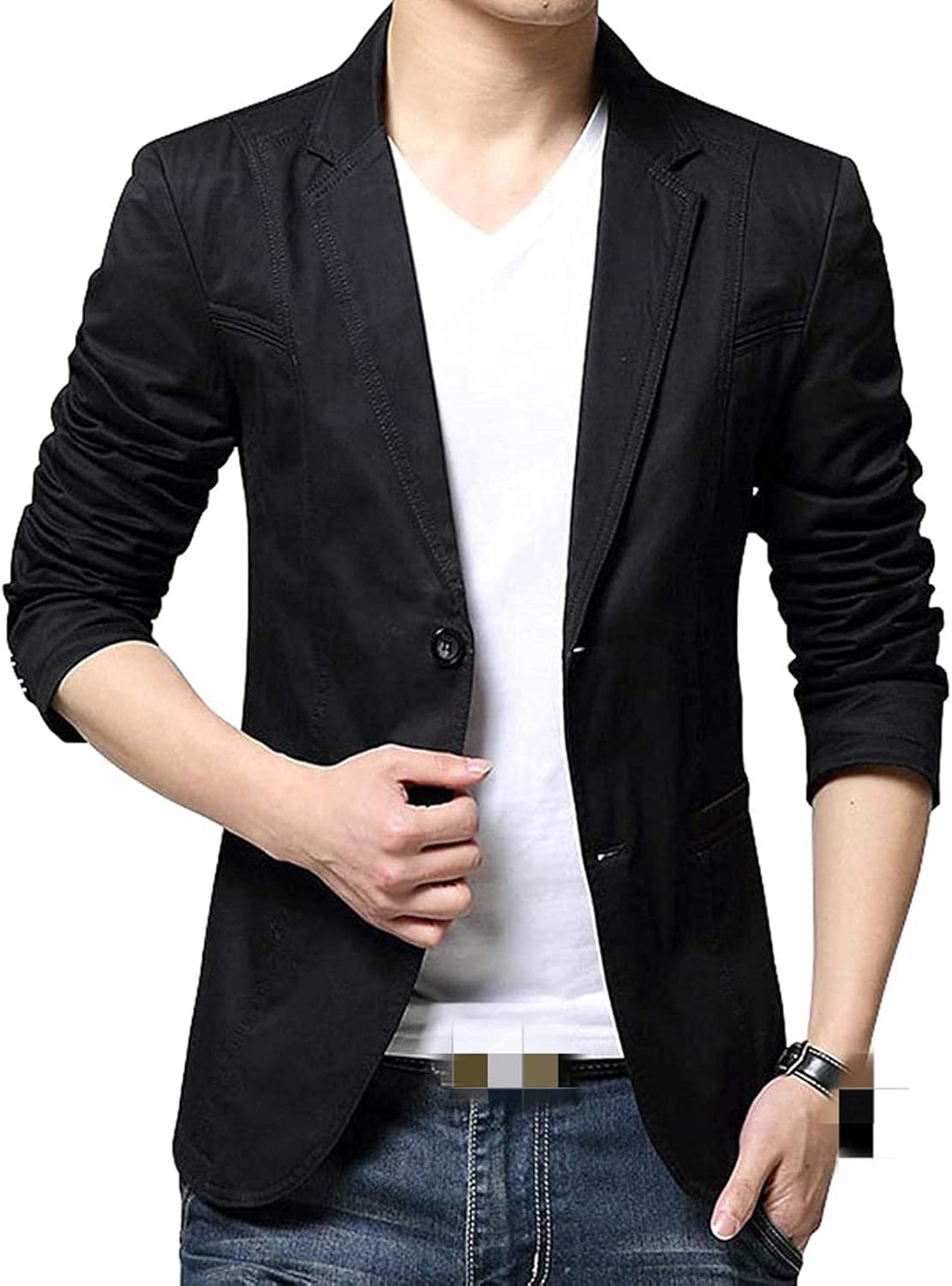 Men's Casual Office Wear 2 Button Cotton Blazer Jacket Sport Coat