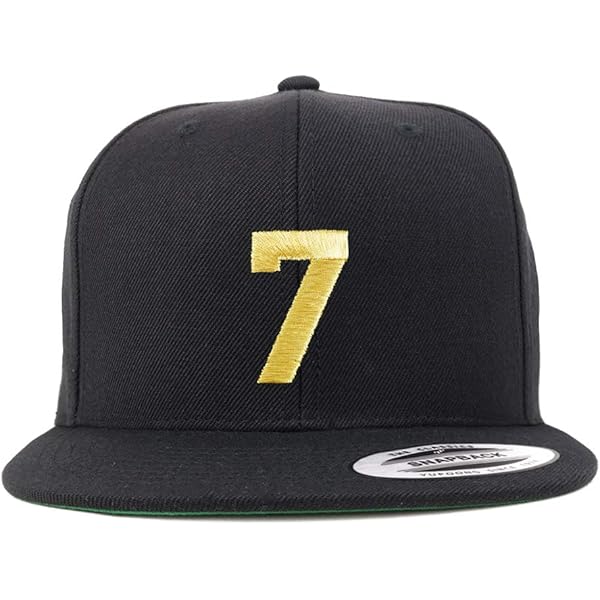 Trendy Apparel Shop Number 7 White Thread Embroidered Flat Bill