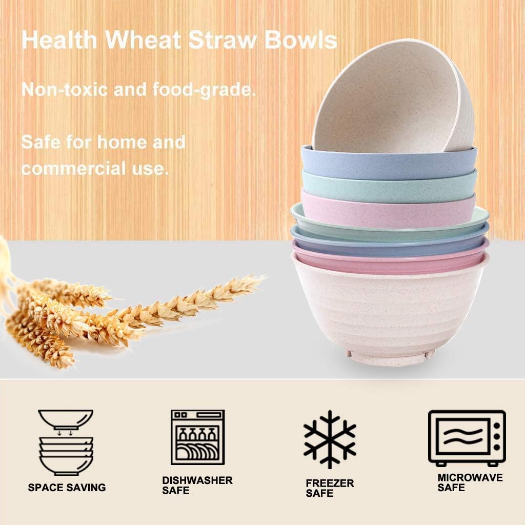  | DeeCoo Mixed Size Unbreakable Cereal Bowls - 24, 30 OZ Wheat Straw Fiber Lightweight Bowl Sets 8 - Dishwasher & Microwave Safe - for Children, Rice, Soup, Salad Bowls: Cereal Bowls