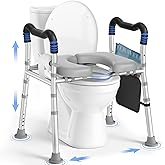 KingPavonini Raised Toilet Seat with Handles for Elderly, 500 lbs Capacity | Adjustable Height &amp; Width, Toilet Seat Risers for Seniors, Handicap &amp; Pregnancy Bathroom Safety, Fits Any Toilet