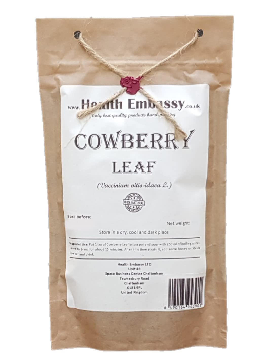 Health Embassy Cowberry Leaf Tea | Vaccinium vitis-idaea L | 100g