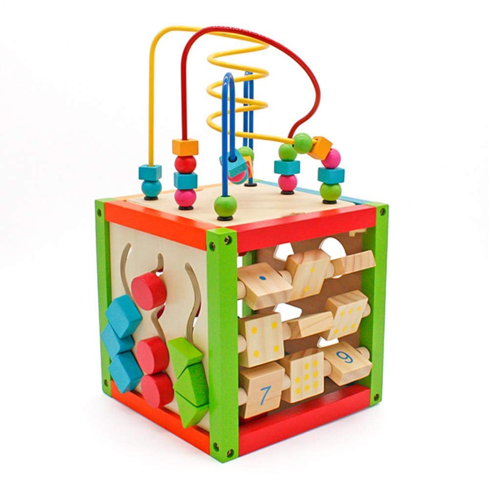 wooden box toy with beads