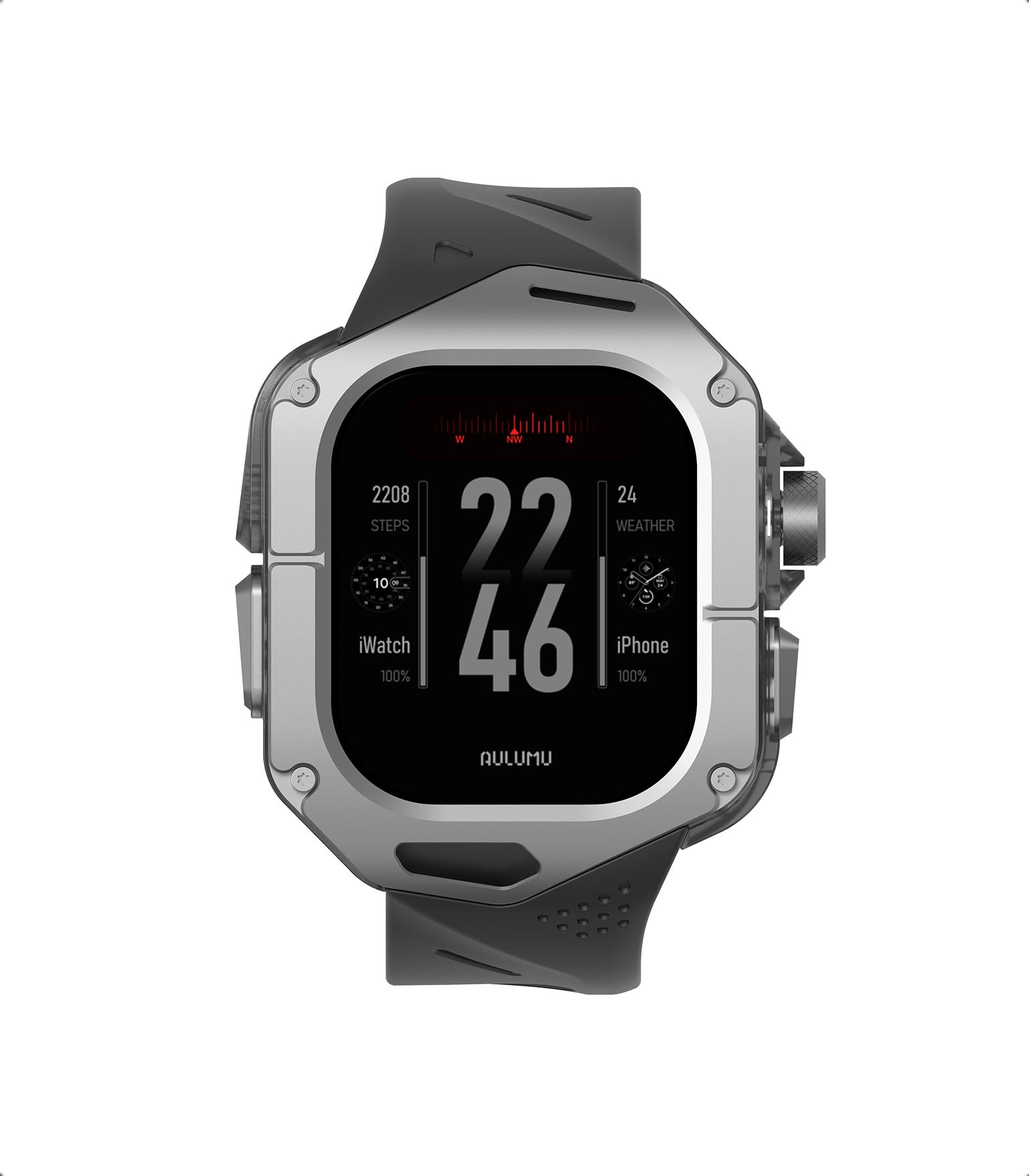Photo 1 of Aulumu A01 Titanium Case with Apple Watch Ultra Band 49MM | Luxury Design | Only for Apple Watch Band Ultra 1/2/3 49mm | Titanium Case with Black Straps
