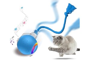 MORHANDISN Interactive Cat Toys, Automatic Moving Cat Toys for Bored Indoor Adult Cats, Fast Rolling, Chirping & Motion-Activated Cat Toys, Fun Gift for Cats with Speedy Tail 2.0, USB Rechargeable, Blue