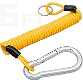 MECMO Breakaway Trailer Cable 6FT, Trailer Brake Safety Cord Heavy Duty Stainless Steel Spring Towing Coiled Wire, Replacement Emergency Break Away Switch Safety Lanyard for RV Camper