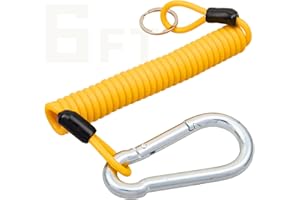 MECMO Breakaway Trailer Cable 6FT, Trailer Brake Safety Cord Heavy Duty Stainless Steel Spring Towing Coiled Wire, Replacemen