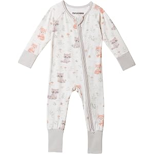 PAPIULONDRA Baby Pajamas for Boys and Girls Viscose from Bamboo Footie 0-6M | 2-Way Zipper, Convertible Foldover Feet with No