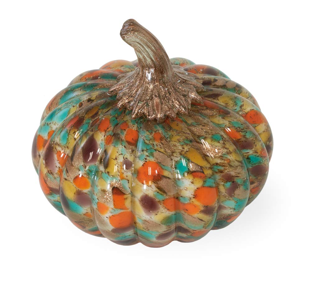 Photo 1 of Boston International Handblown Glass Pumpkin Tabletop Décor, 5.25 x 5-Inches, Confetti