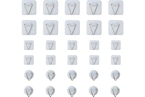 Ruwado 30 Pcs Plate Hanger Invisible Self Adhesive Square Round Multi Size Wall Dishes Hook Holders for Bathroom Kitchen Offi