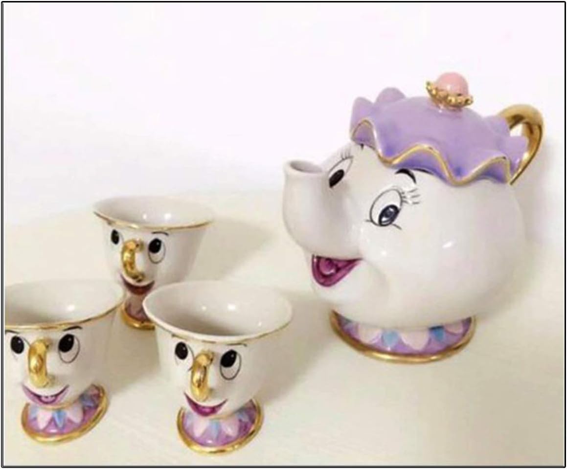 Ashland | Beauty and The Beast Teapot Mug, Mrs Potts Chip Tea Pot and Cup (Light Yellow) Set