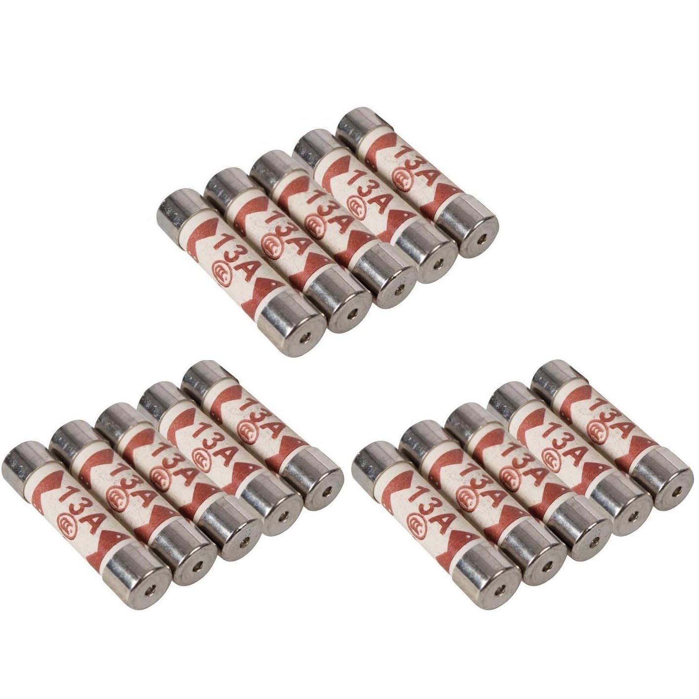 15 x 13A Plug Top Fuses BS1362 | 13 Amp Household Ceramic Cartridge Tube Fuse 240V/250V 6.3x25mm for UK Mains Electrical Appliances