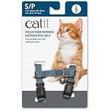 Catit Adjustable Nylon Cat Harness - Small, Black, Snag-Proof With Bell For Safe Outdoor Walks
