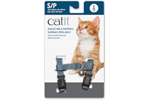 Catit Nylon Adjustable Cat Harness, Small, Blue, Escape Proof Cat Harness