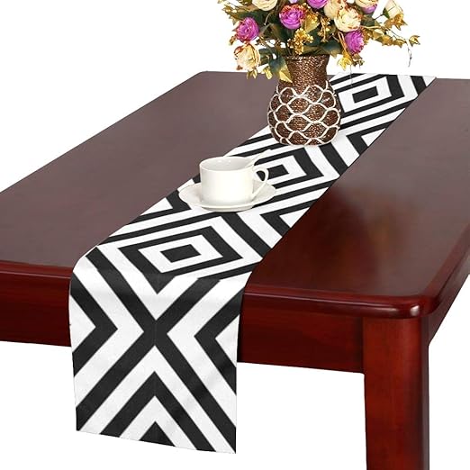Amazon Com Jiajia Dressing Table Runner Black White Diamond Shape