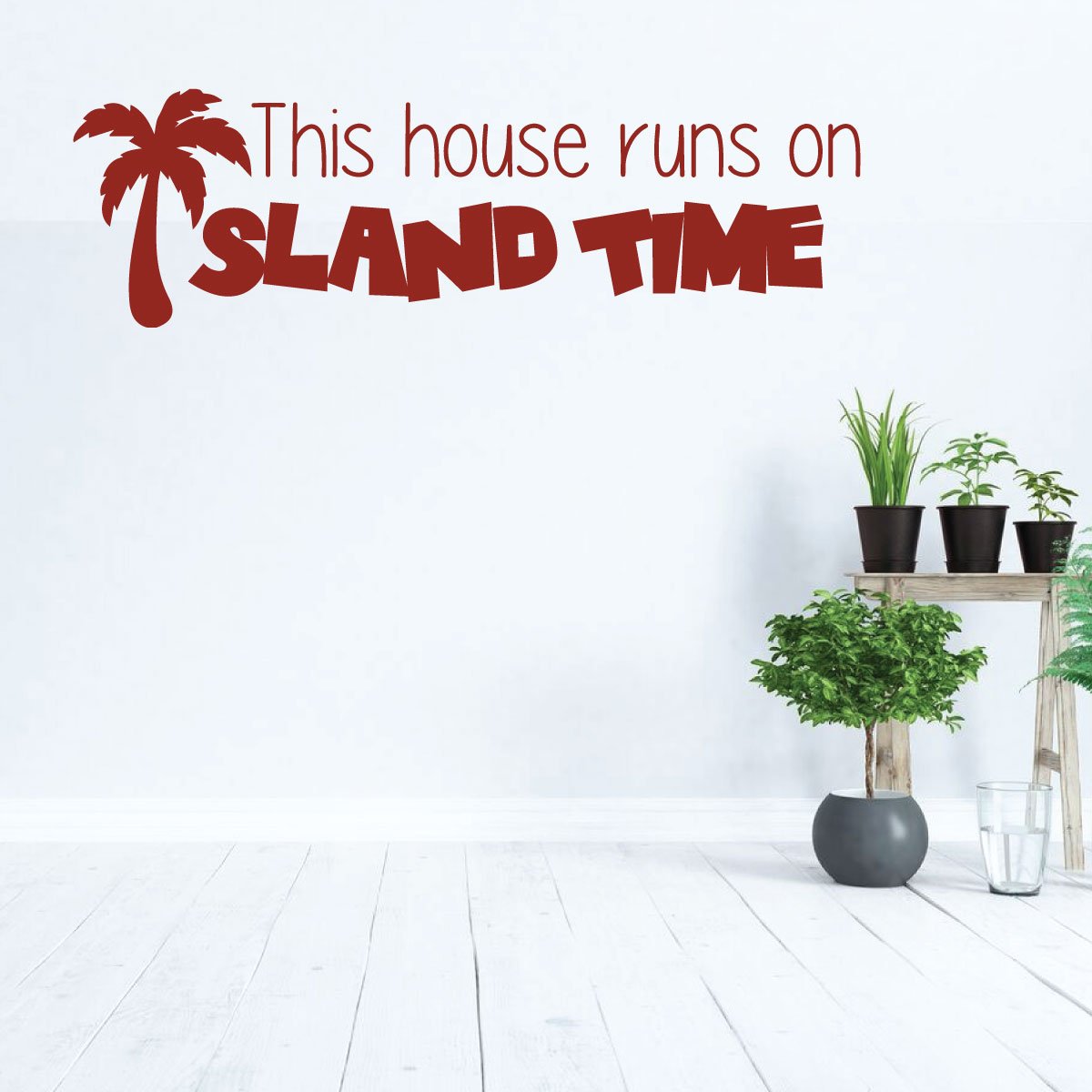 Amazon Com Palm Tree Wall Decal This House Runs On Island Time