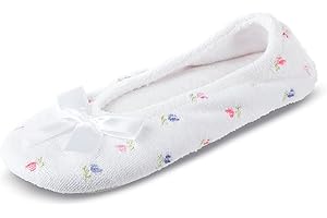 isotoner Women's Embroidered Terry Ballerina Slippers