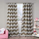 Duck River TextileFifika Chevron Insulated Blackout Room Darkening Window Curtain Set of 2 Panels, 39 X 84, Taupe