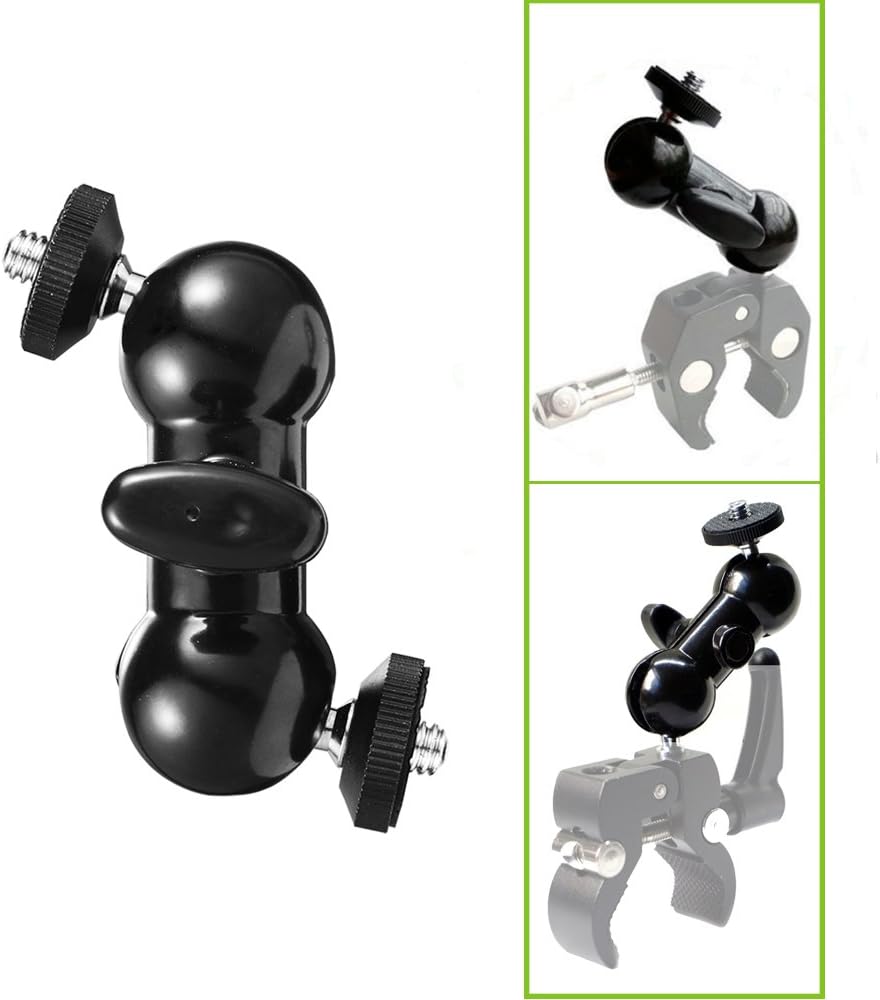 IMORDEN 6cm Double Ball Head Ball Arm Mount Mini Magic Arm with 1/4in Screw on Both End for Camera Accessories, Light, Microphone, Monitor