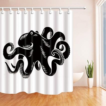 Amazon Com Nyngei Abstract Vector Devilfish Painting Shower