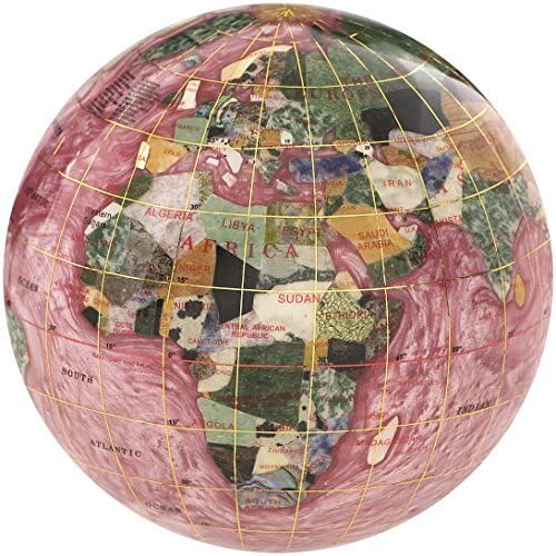 KALIFANO 4 Gemstone Globe Paperweight with Rubellite Opalite Ocean by Alexander Kalifano