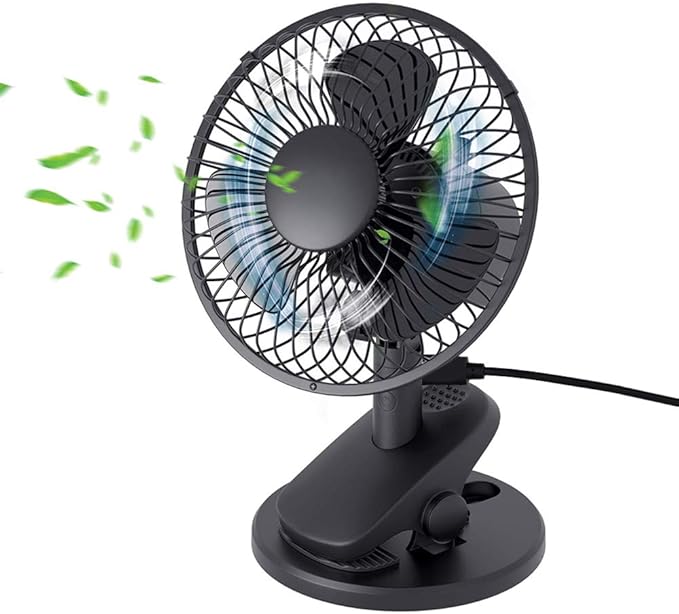 QINUKER Desk Usb Powered Oscillating Clip Fan, Mini Table Portable