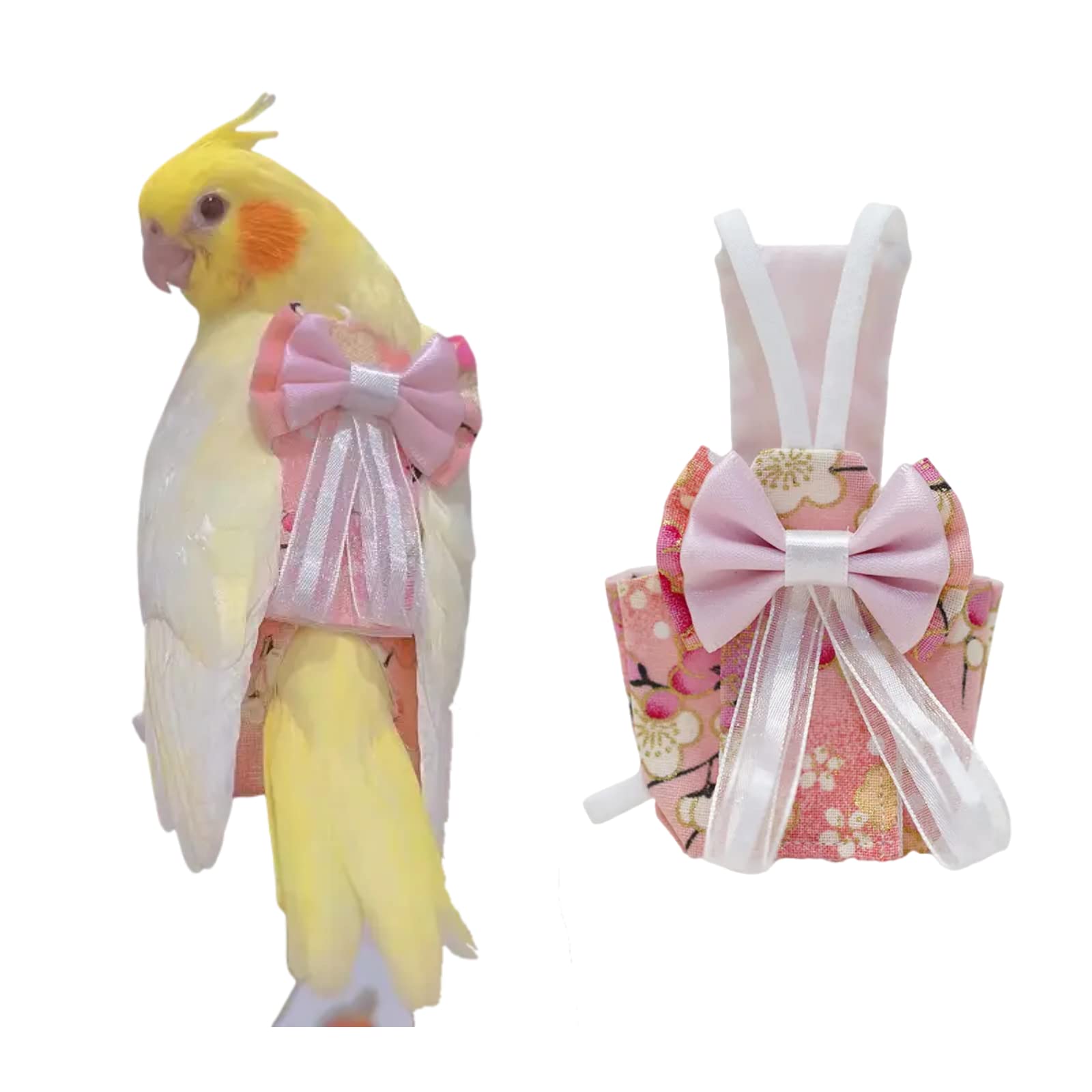 Photo 1 of Bird Flight Suits Diapers, Parrot Diapers for Monk Parakeets, Cockatiels, Parrot Clothes Costume, Bird Training Nappy Suit Liners Clothes (Large,Light Pink)