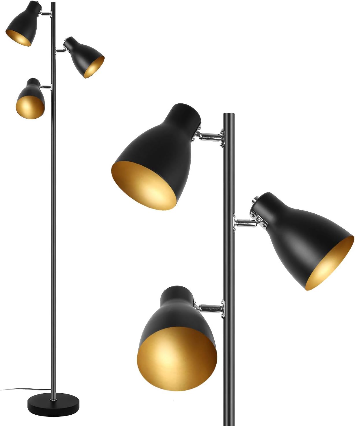 Eusamxon 3 Lights Floor lamp Rotatable for Living Room,Retro Industrial