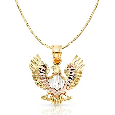 Amazoncom 14k Tri Color Gold Eagle Charm Pendant With 08
