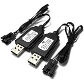 SM-4P USB Charger for 7.4V Li-ion Battery,Compatible with RC Car/Boat/Gel Blaster USB Charging Cable - 2Pack