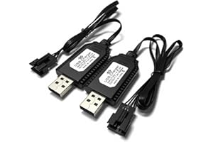 YEYUKYE SM-4P USB Charger for 7.4V Li-ion Battery,Compatible with RC Car/Boat/Gel Blaster USB Charging Cable - 2Pack