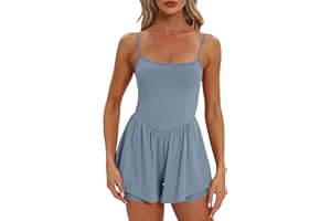 Beaully Women's Summer Sleeveless Rompers Spaghetti Strap Double Lined Shorts Jumpsuit One Piece Outfits