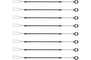 BOXOB 8pcs Elastic Tether Lanyard, 9.8 Inch Pen Leash Anti-Lose Stylus Tether Retractable Spring Coil Strap Stylus Lanyard Cord for Tether Drawing Pen to Tablet Touchscreen (Black)