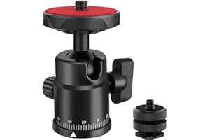 Universal 1/4" Swivel Mini Ball Head Screw Tripod Mount with Hot Shoe Mount, EszkozTA 360° Panoramic Rotating Mount Base Adapter for DSLR Cameras HTC Vive Tripods Monopods Light Stand