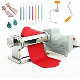 Electric Polymer Clay Roller Machine, Dual Mode Clay Press Machine with 6 Thickness Settings, 60W Motor, Includes 8 Embossing Tools &amp; Clay Tools for Polymer Clay Earring Making