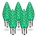 Brizled 25 Pack C9 Green Light Bulbs, LED Replacement Bulb, Commercial Grade, 5 Diode (Led's) in Each Bulb. E17 Base Bulbs, Decorative light bulbs for St Patricks Day, Roof, Patio, Lawn, and Garden.