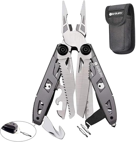 Amazon Co Jp マルチツール Bibury多機能型ペンチ 18 In 1 進化版チタン合金ハンドル マルチプライヤー プライヤー ナイフ 折畳みペンチ 両頭ドライバービット付属 ポケットツール アウトドア用 キャンプ 登山用 ポーチ付 釣り 防災用品 スポーツ アウトドア