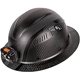 Klein Tools 60514 Hard Hat, K12 Series Carbon Fiber Full Brim, Rechargeable Headlamp, Vented, Class C, Type 1, Spartan