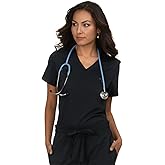 KOI Basics Kade Women's 1-Pocket Tuck-in Scrub Top Black X-Small
